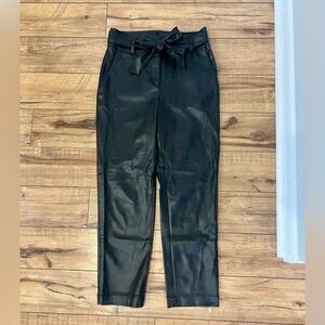 LOFT Black Faux Leather Cropped Ankle Pants